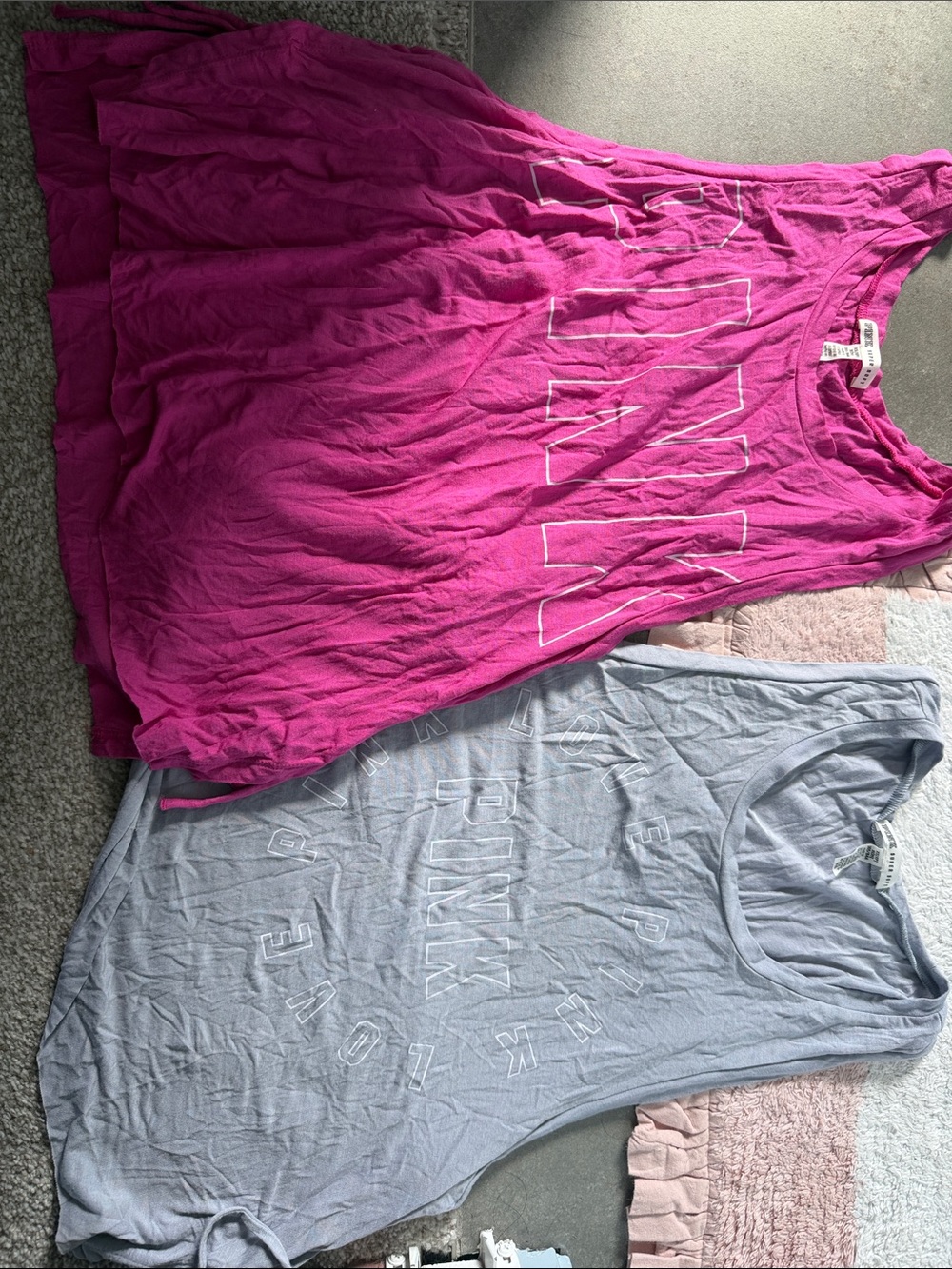 Victorias Secret Pink Women's Tank Top - Pink and gray